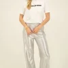 Zilveren Broek Wide Leg
