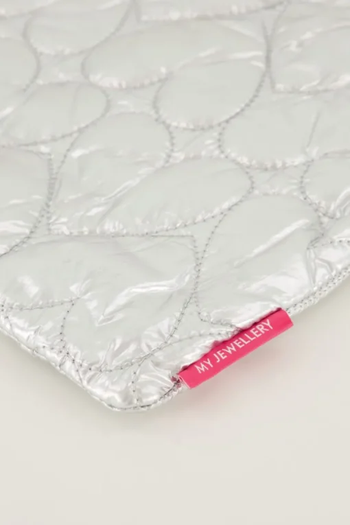 Zilveren Metallic Laptop Hoes Met Hartjes Patroon