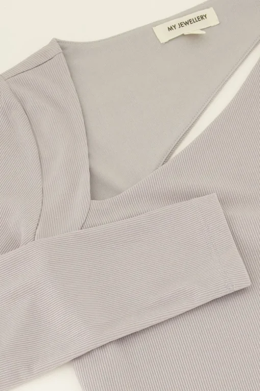 Zilveren Metallic Rib Top Cut-out