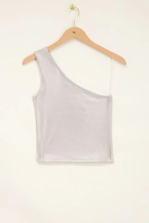 Zilveren One-shoulder Top