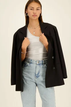 Zilveren One-shoulder Top