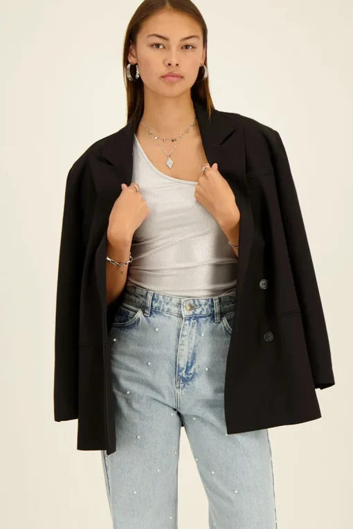 Zilveren One-shoulder Top