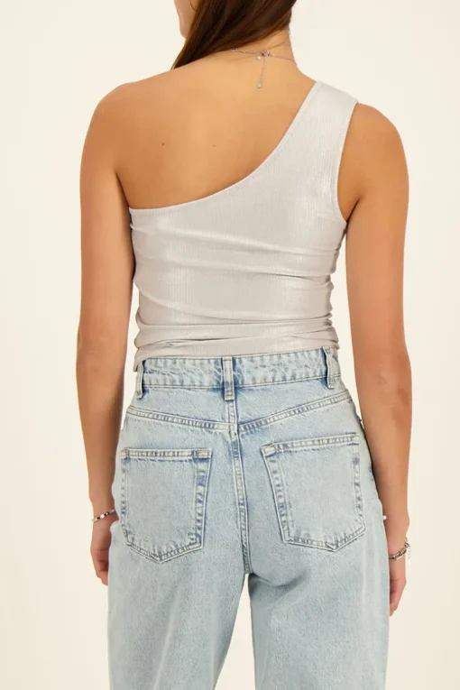 Zilveren One-shoulder Top