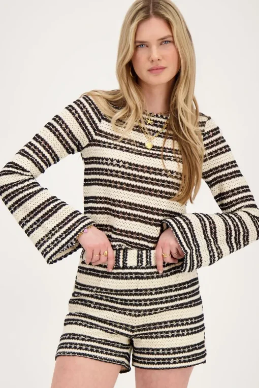 Zwart En Beige Short Crochet