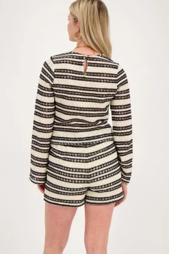 Zwart En Beige Short Crochet