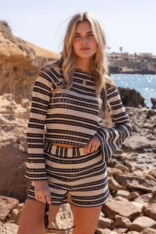Zwart En Beige Short Crochet