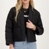 Zwart Gewatteerd Kimono Jasje