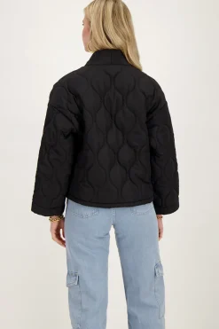 Zwart Gewatteerd Kimono Jasje