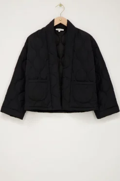 Zwart Gewatteerd Kimono Jasje