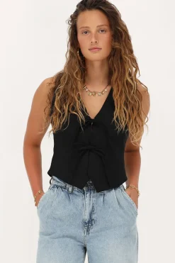 Zwart Gilet Met Strikjes