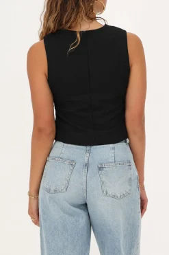 Zwart Gilet Met Strikjes