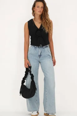 Zwart Gilet Met Strikjes