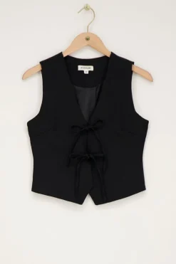 Zwart Gilet Met Strikjes