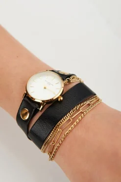 Zwart Horloge Met Dubbele Band