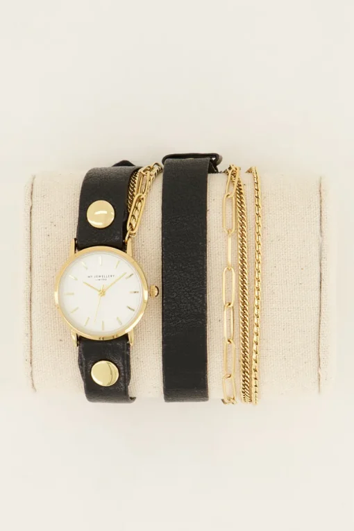 Zwart Horloge Met Dubbele Band