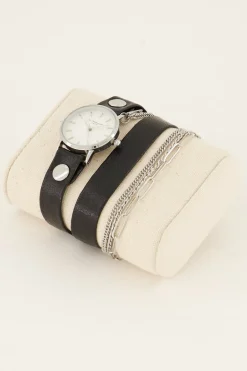 Zwart Horloge Met Dubbele Band