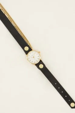 Zwart Horloge Met Dubbele Band