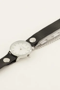 Zwart Horloge Met Dubbele Band