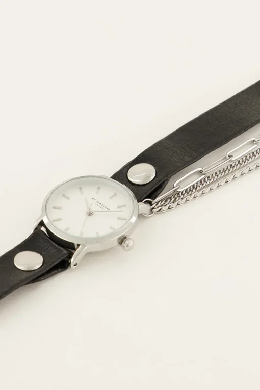 Zwart Horloge Met Dubbele Band