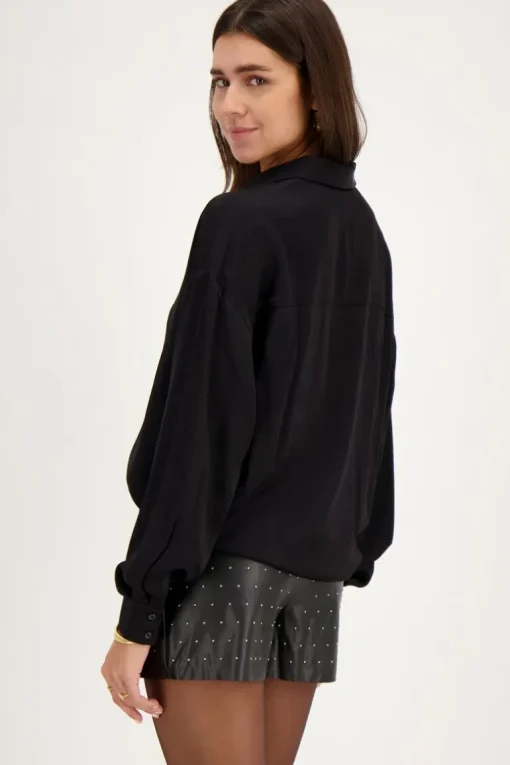 Zwart Oversized Blouse Satijn