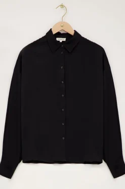 Zwart Oversized Blouse Satijn