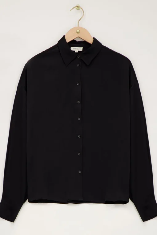 Zwart Oversized Blouse Satijn