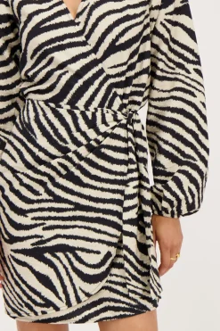 Zwart-beige Zebra Wikkeljurk