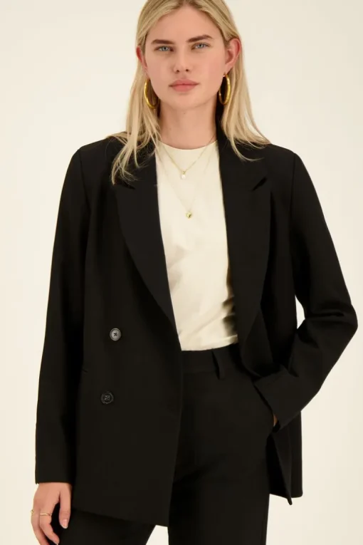 Zwarte Blazer Met Dubbele Knopen
