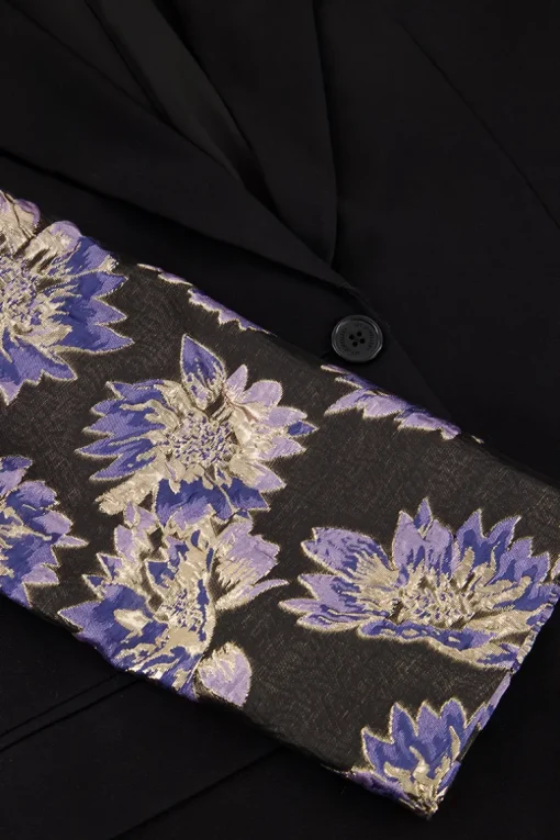 Zwarte Blazer Met Jacquard Mouwen