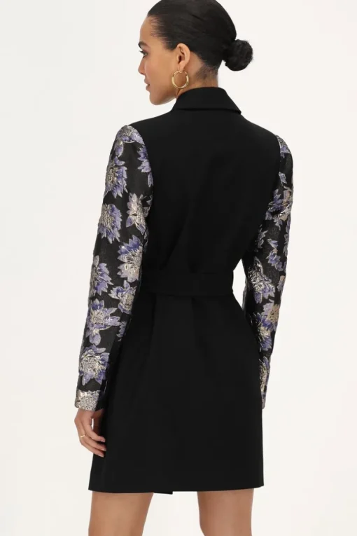 Zwarte Blazerjurk Met Jacquard Mouwen