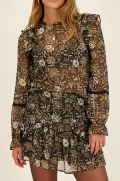 Zwarte Blouse Met Bloemenprint En Chiffon Lurex