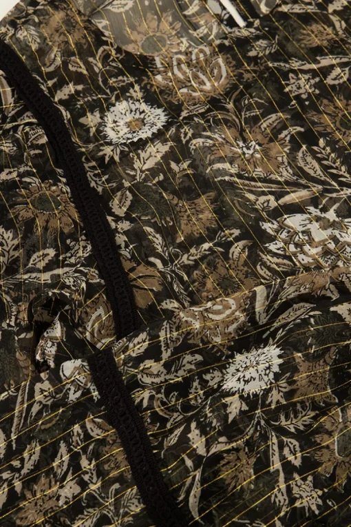 Zwarte Blouse Met Bloemenprint En Chiffon Lurex
