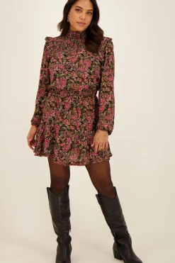 Zwarte Blouse Met Gekleurde Paisley Print & Smock