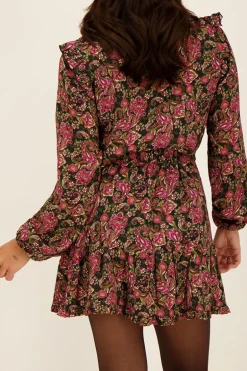 Zwarte Blouse Met Gekleurde Paisley Print & Smock