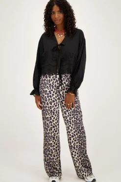 Zwarte Blouse Met Strikjes En Broderie