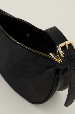 Zwarte Crossbody Tas Met Gouden Rits