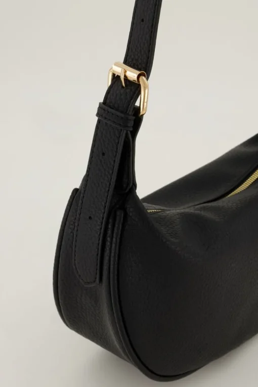 Zwarte Crossbody Tas Met Gouden Rits