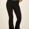 Zwarte Flared Broek Met Rib Structuur