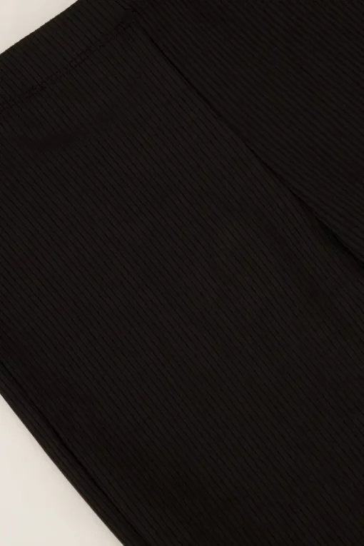 Zwarte Flared Broek Met Rib Structuur