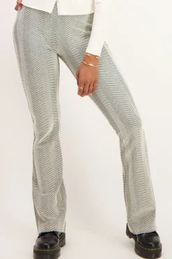 Zwarte Flared Broek Met Wit Patroon