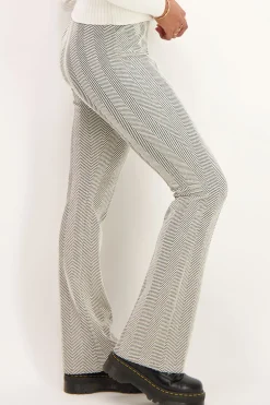 Zwarte Flared Broek Met Wit Patroon