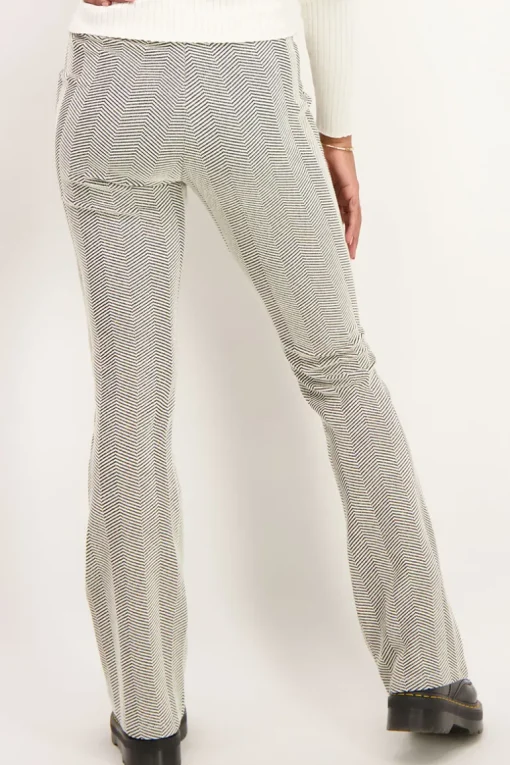 Zwarte Flared Broek Met Wit Patroon