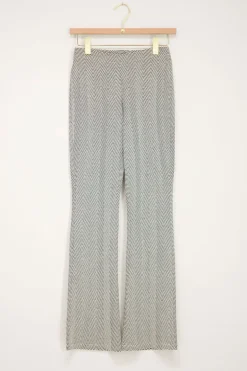 Zwarte Flared Broek Met Wit Patroon