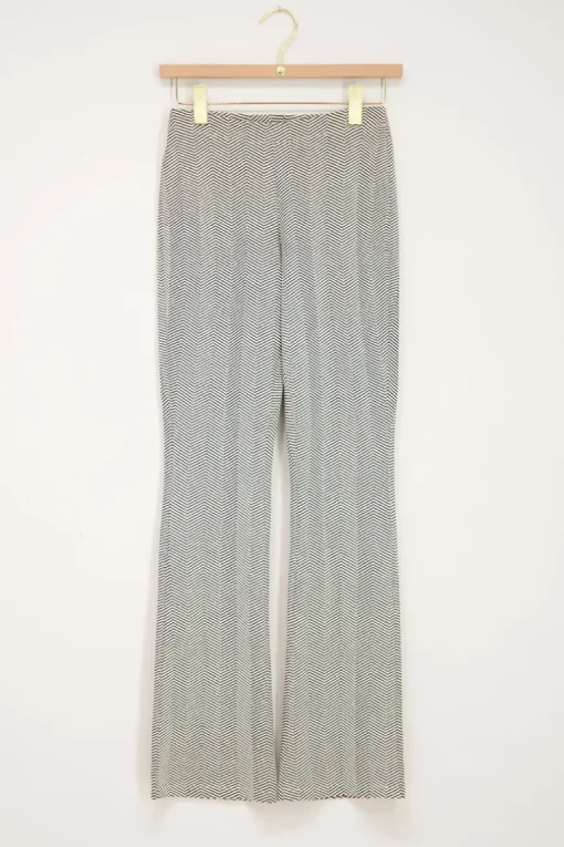 Zwarte Flared Broek Met Wit Patroon