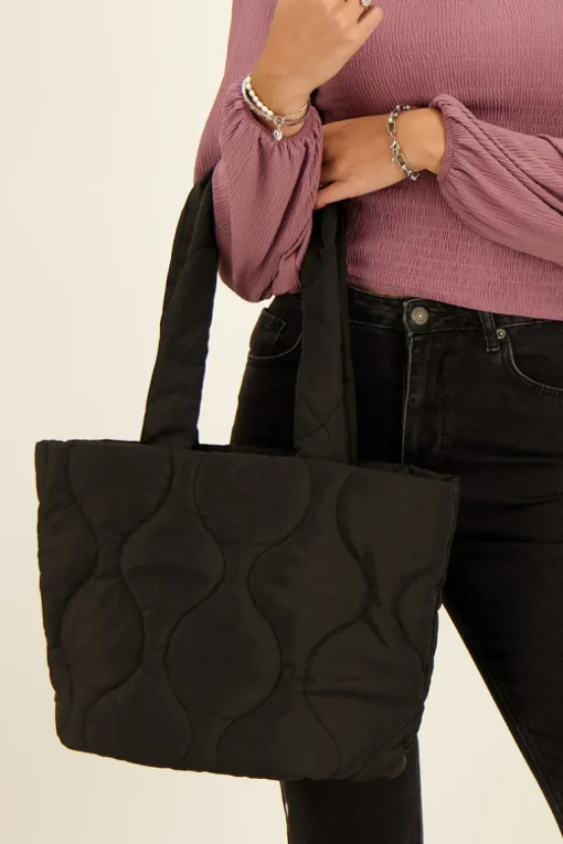 Zwarte Gewatteerde Shopper