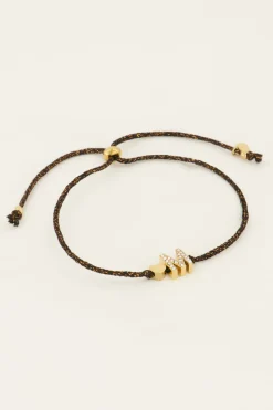 Zwarte Initial Armband