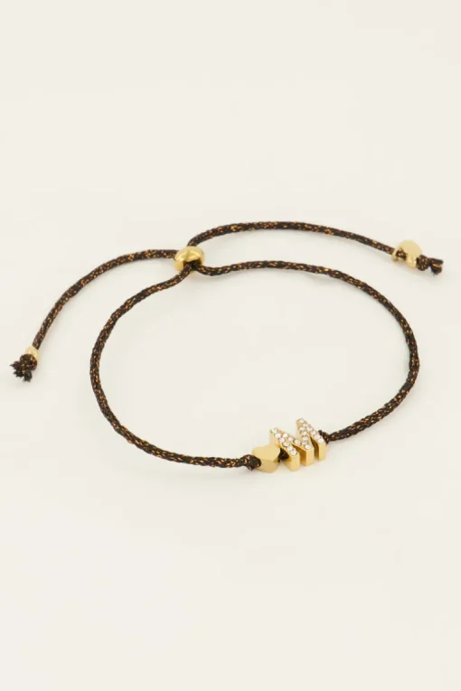 Zwarte Initial Armband