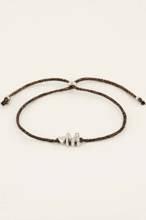 Zwarte Initial Armband