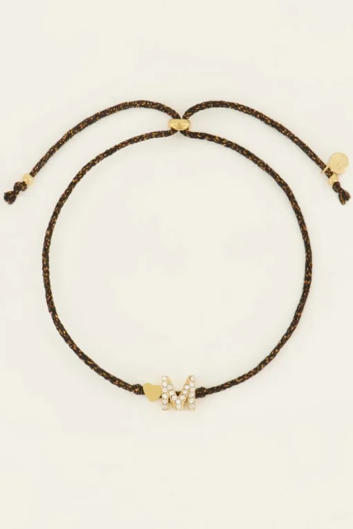 Zwarte Initial Armband