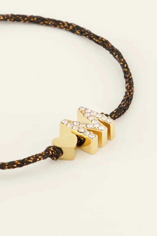 Zwarte Initial Armband